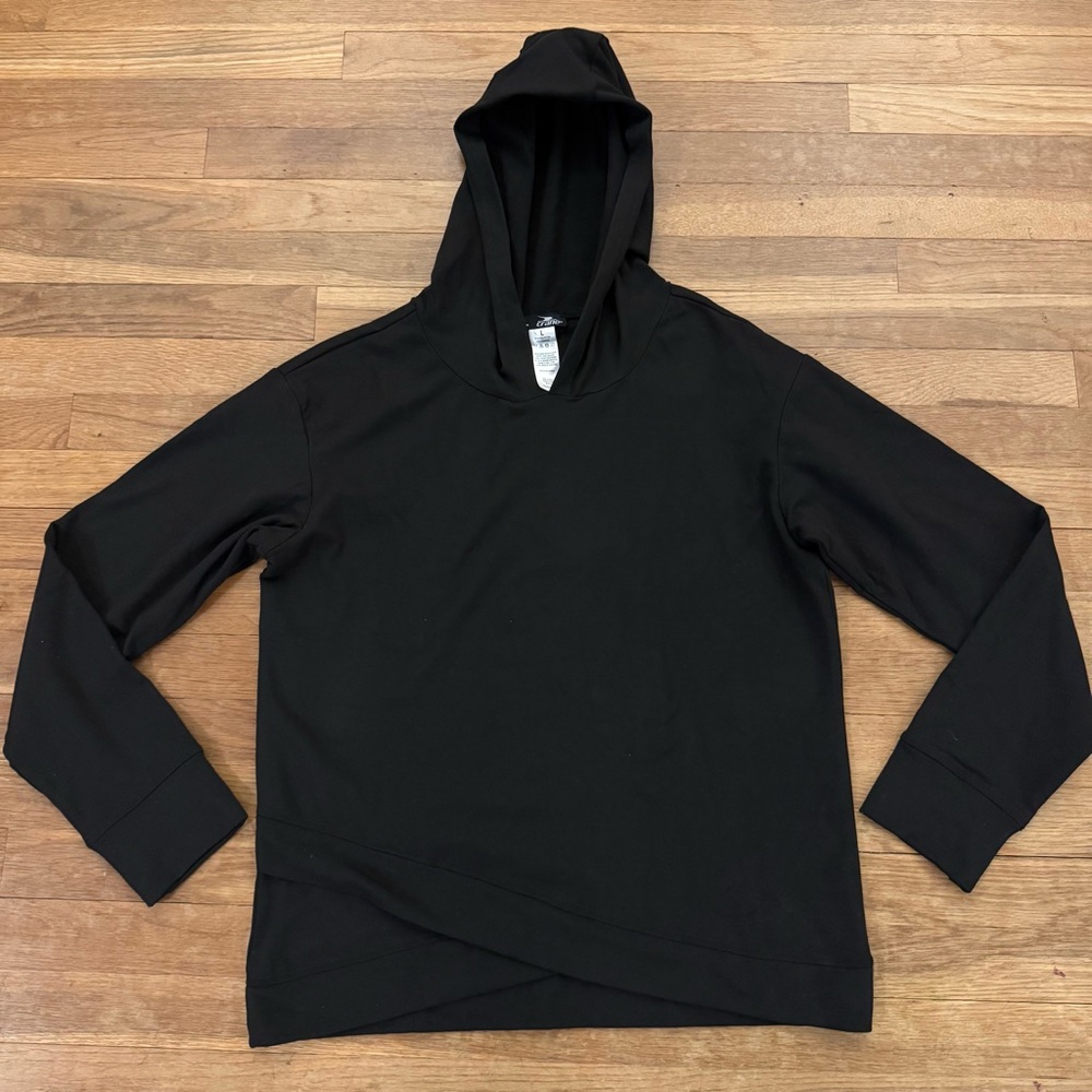 Crane black long sleeve hooded sweatshirt hoodie shirt top size large L
 b61